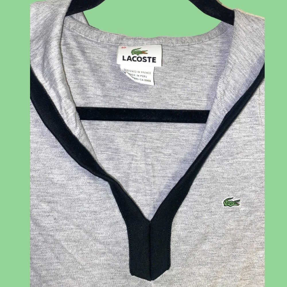 Lacoste women’s long sleeve hooded top, gray/black, size 40, large - Picture 3 of 4